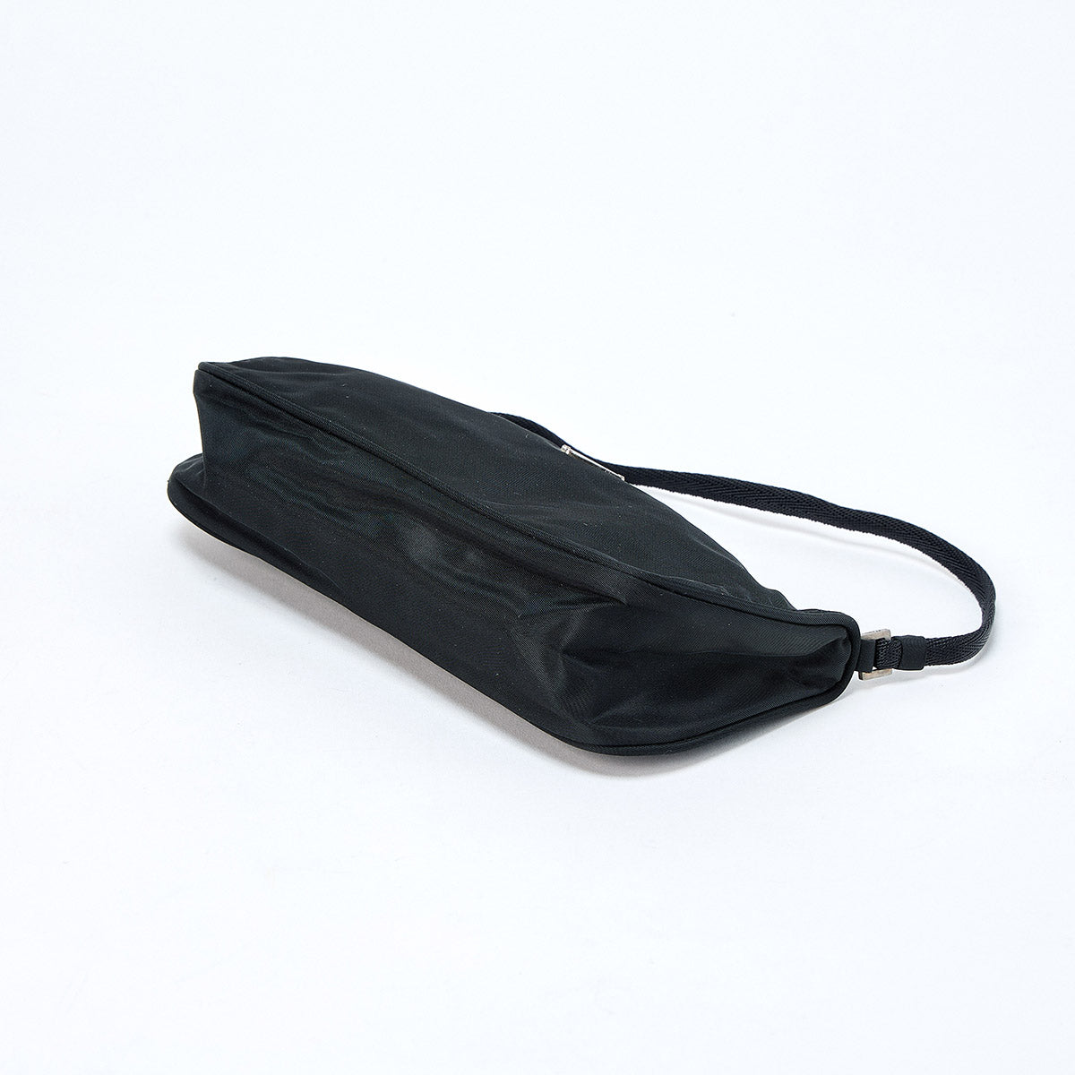 PRADA Triangle Hand Bag Black Silver Tessuto Auth