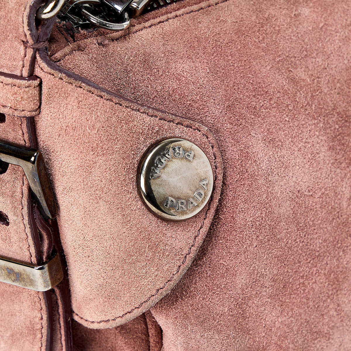 PRADA One Shoulder Bag Pink Silver Suede Auth