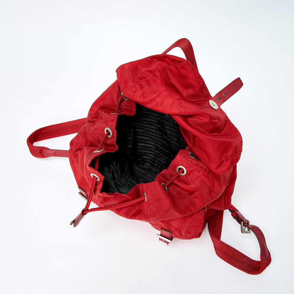 PRADA Triangle Backpack Red Silver Tessuto