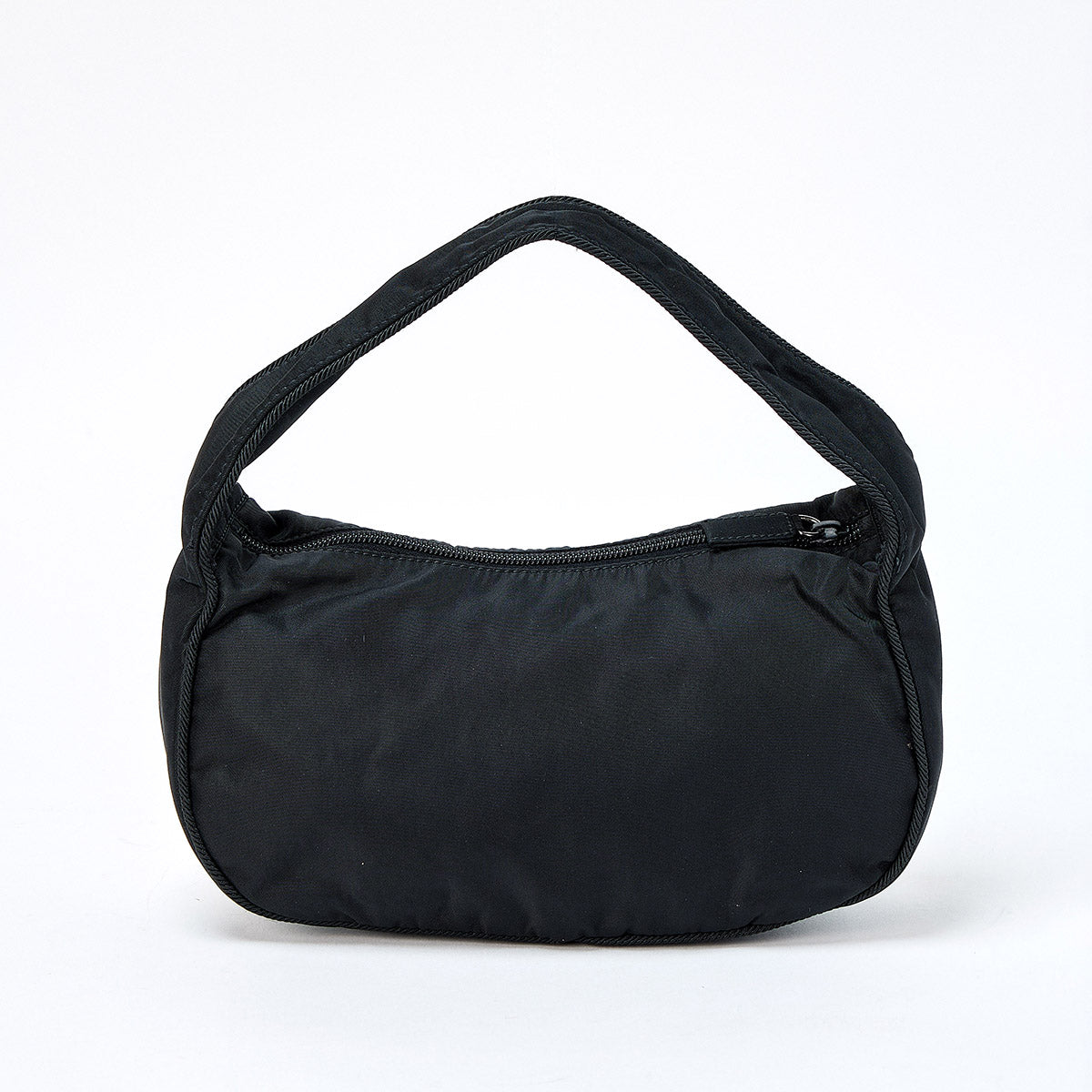 PRADA Logo Hand Bag Black Silver Tessuto Auth