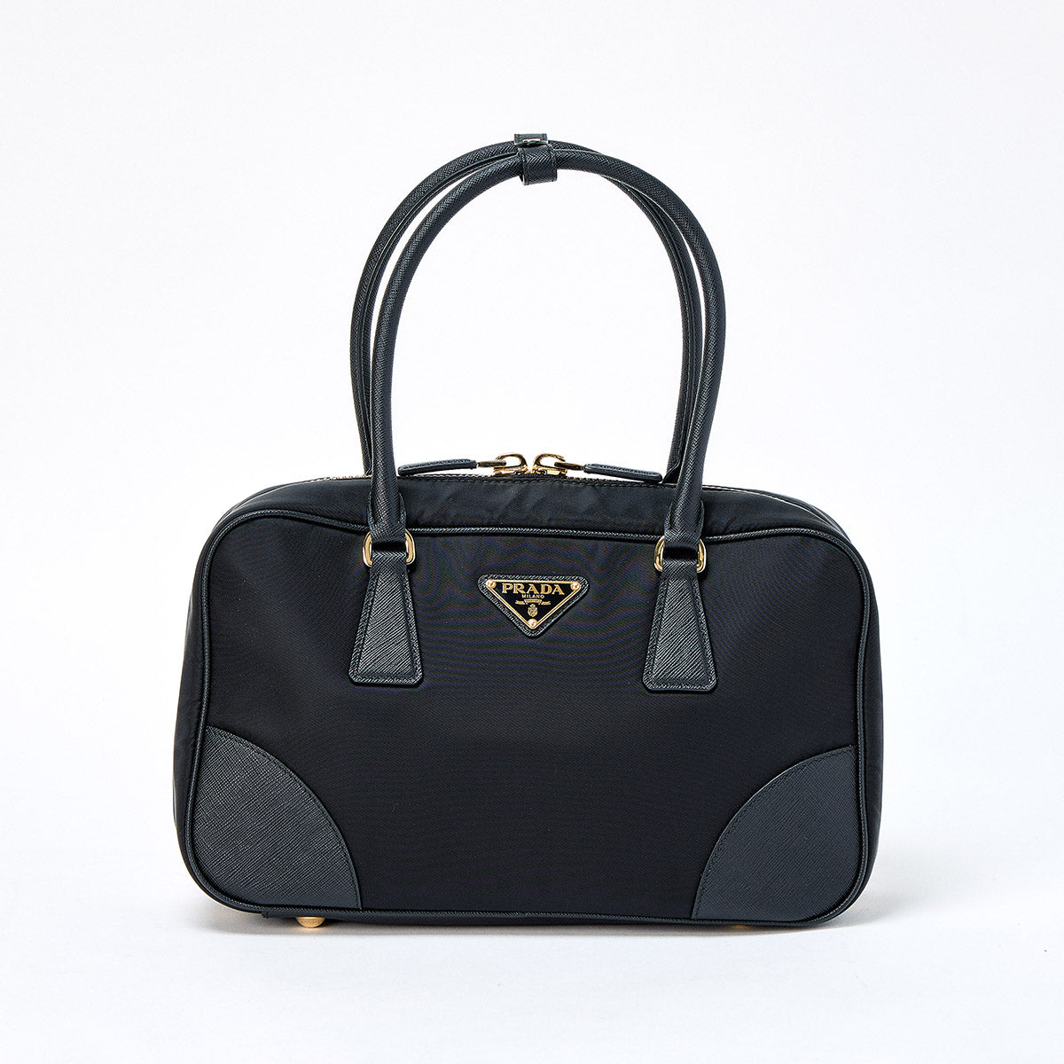 PRADA RE-NYLON Re-Edition 1978 Hand Bag Black Gold Tessuto Auth