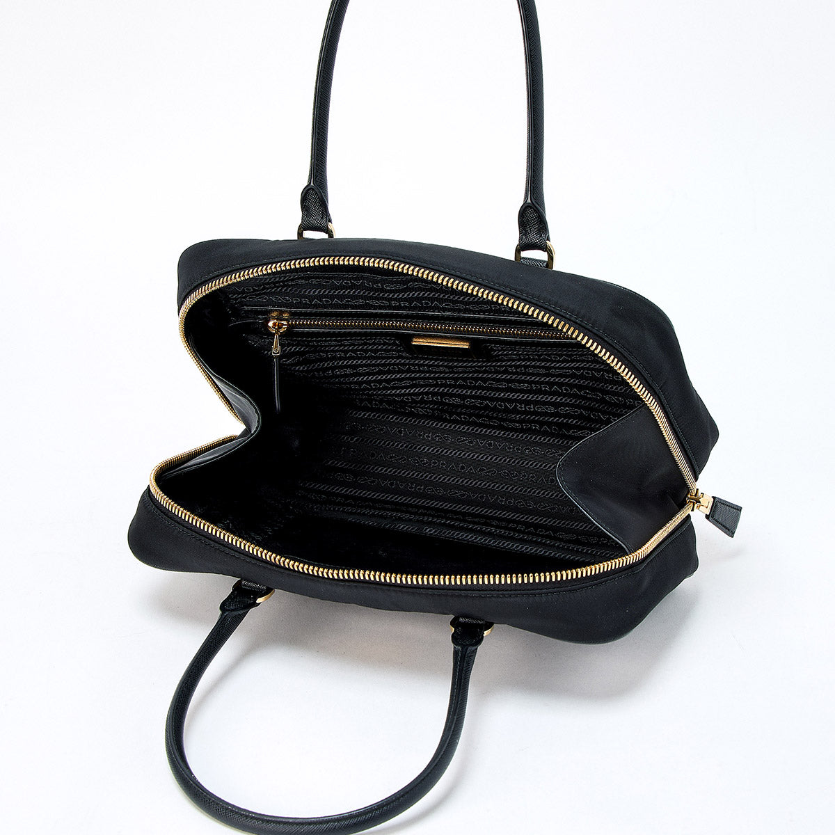 PRADA RE-NYLON Re-Edition 1978 Hand Bag Black Gold Tessuto Auth