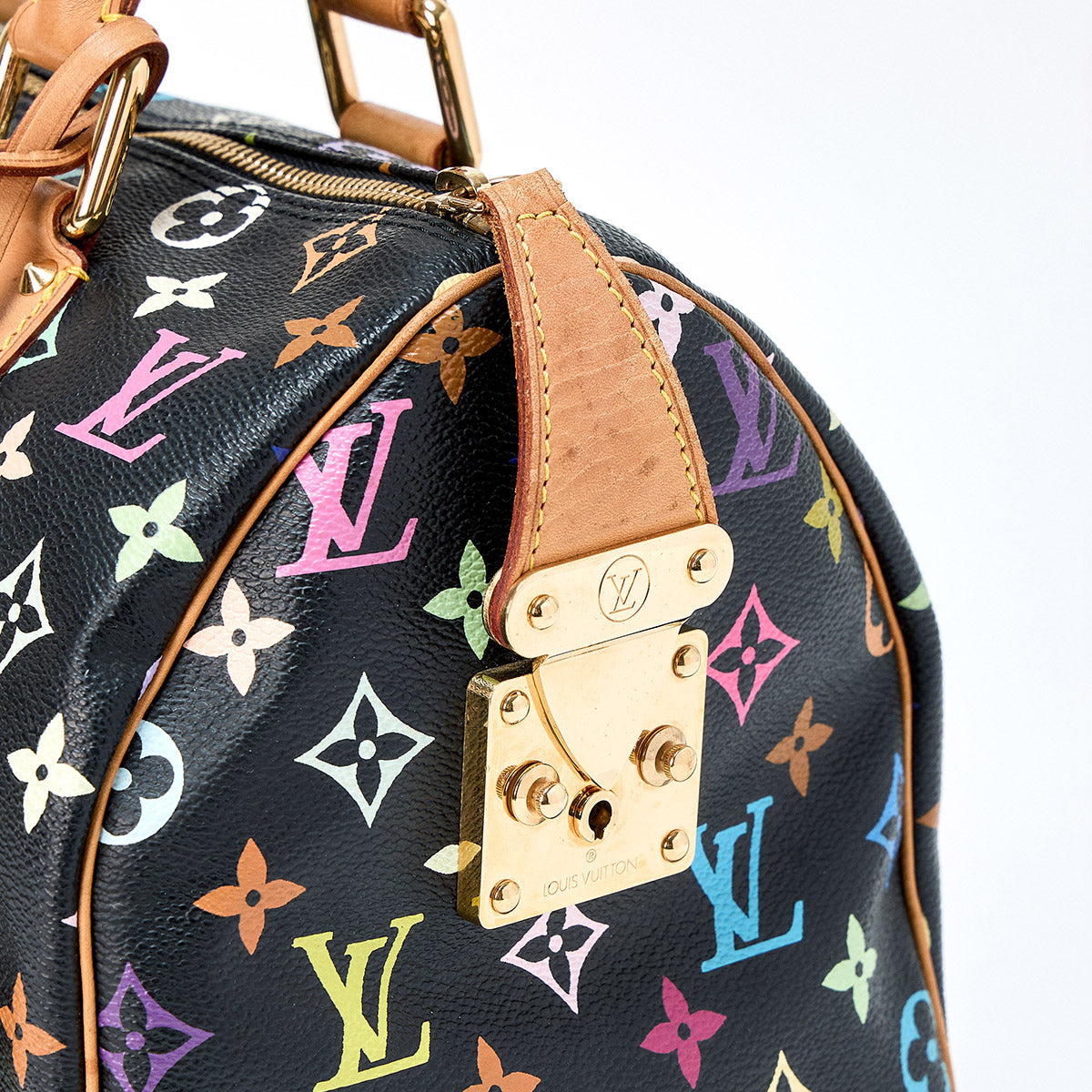 LOUIS VUITTON Speedy 30 Noir Monogram Multicolor Hand Bag Black Gold PVC Auth