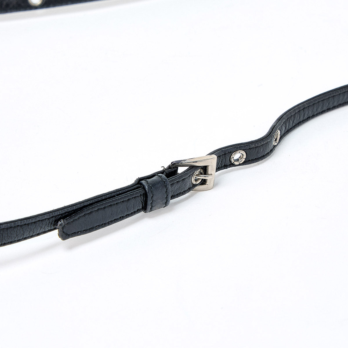 PRADA Triangle Shoulder Bag Black Silver Tessuto Auth