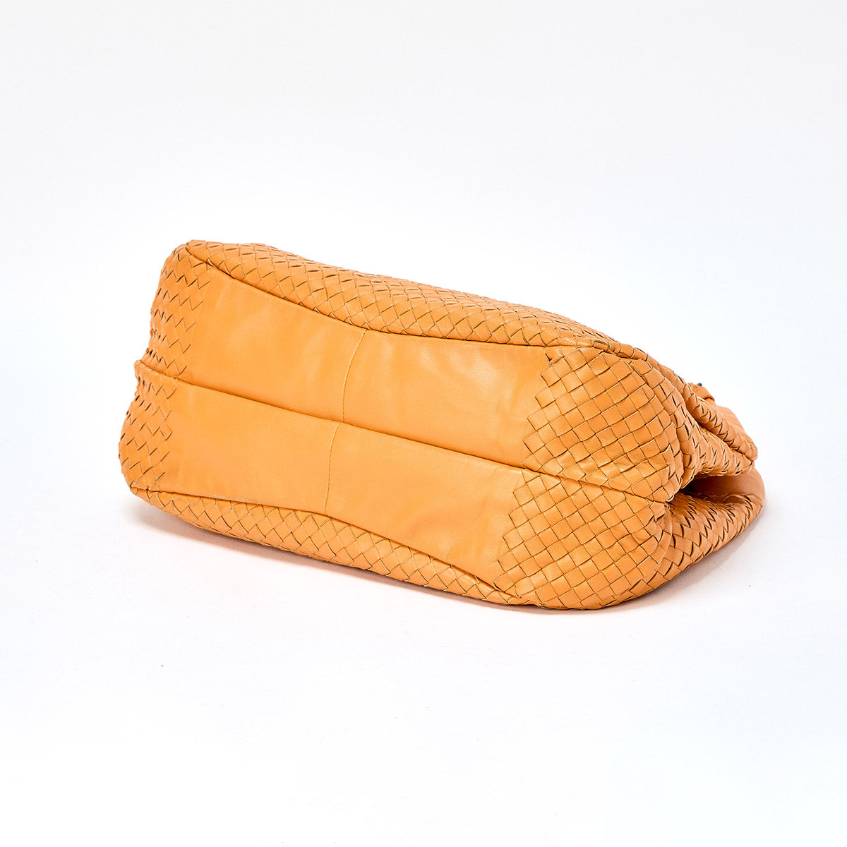 BOTTEGA VENETA Classic INTRECCIATO Campana Shoulder Bag Yellow Black Lamb Skin Auth