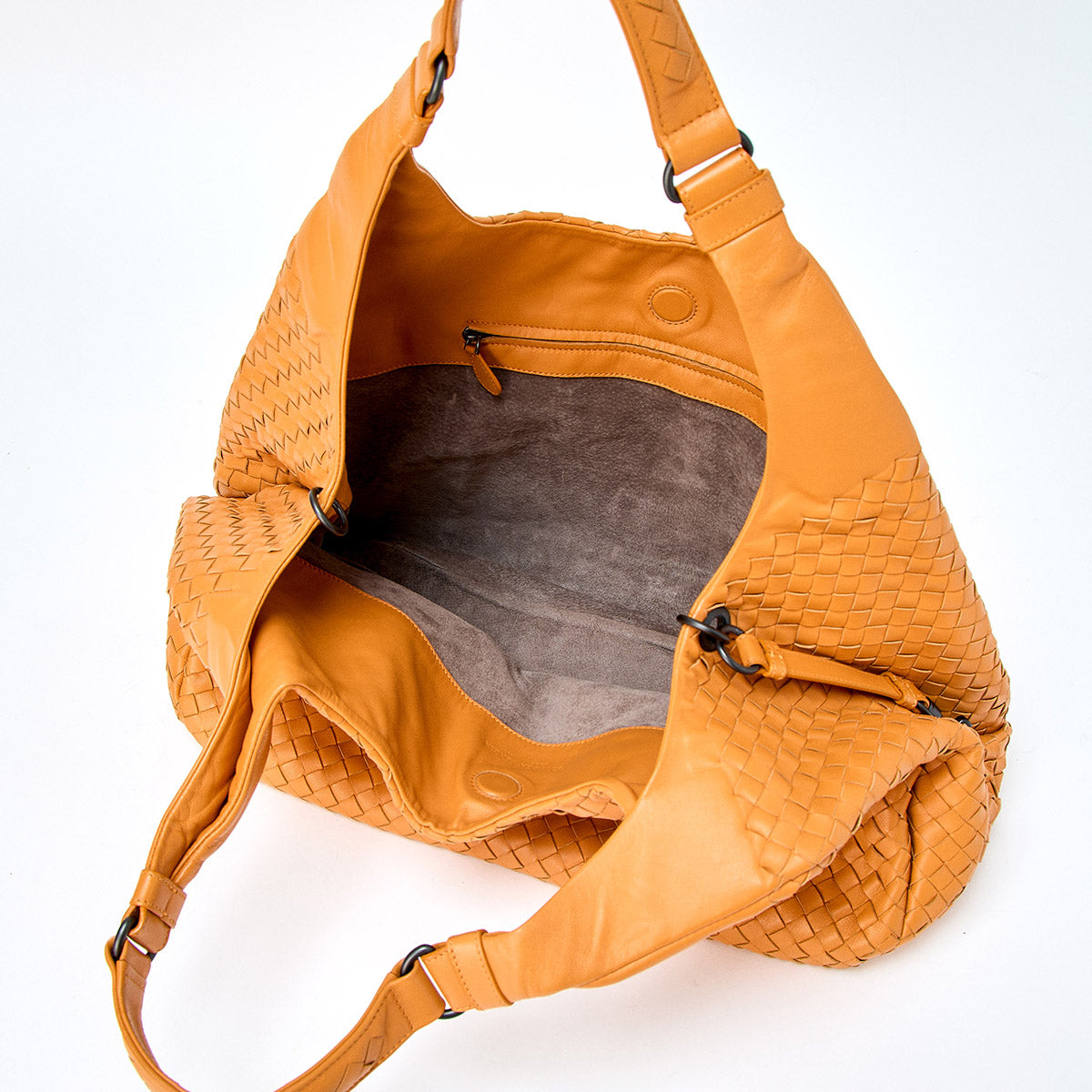 BOTTEGA VENETA Classic INTRECCIATO Campana Shoulder Bag Yellow Black Lamb Skin Auth