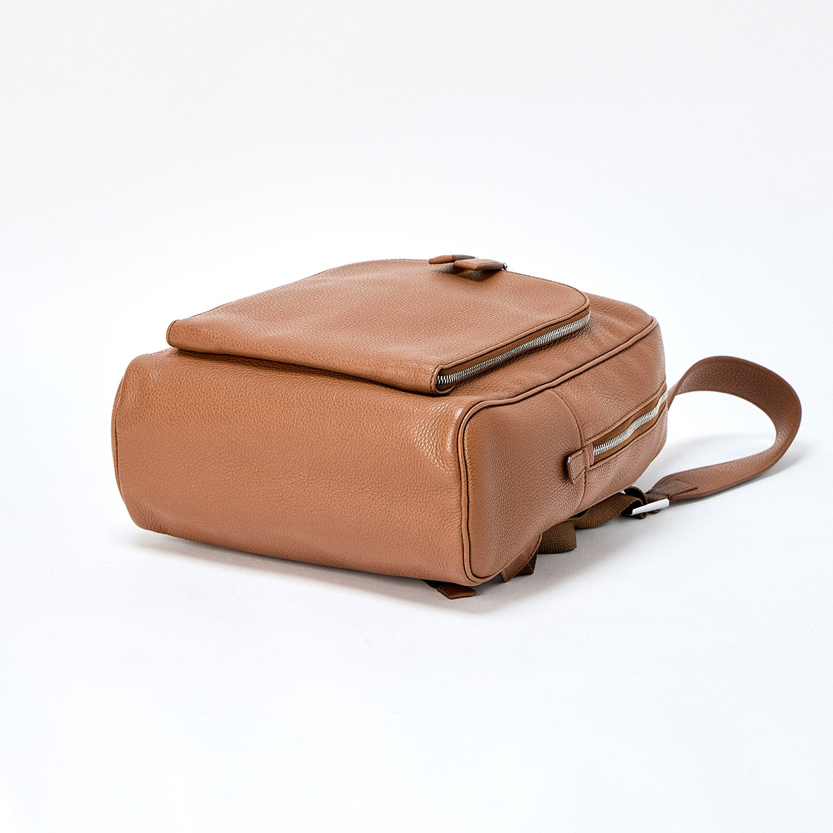 PRADA Triangle Backpack in Brown and Silver Leather