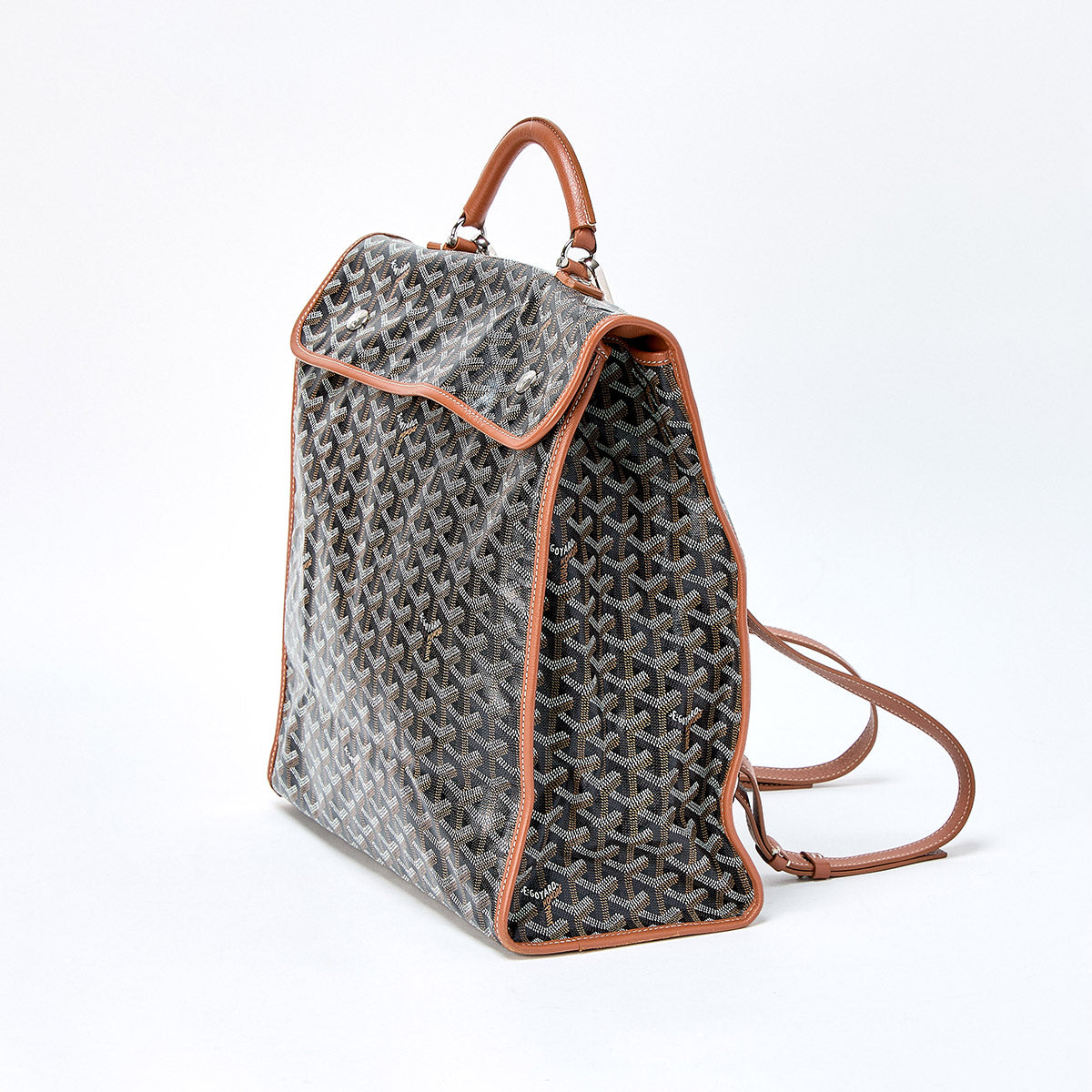 GOYARD Backpack Saint Leger Brown White Silver PVC Leather