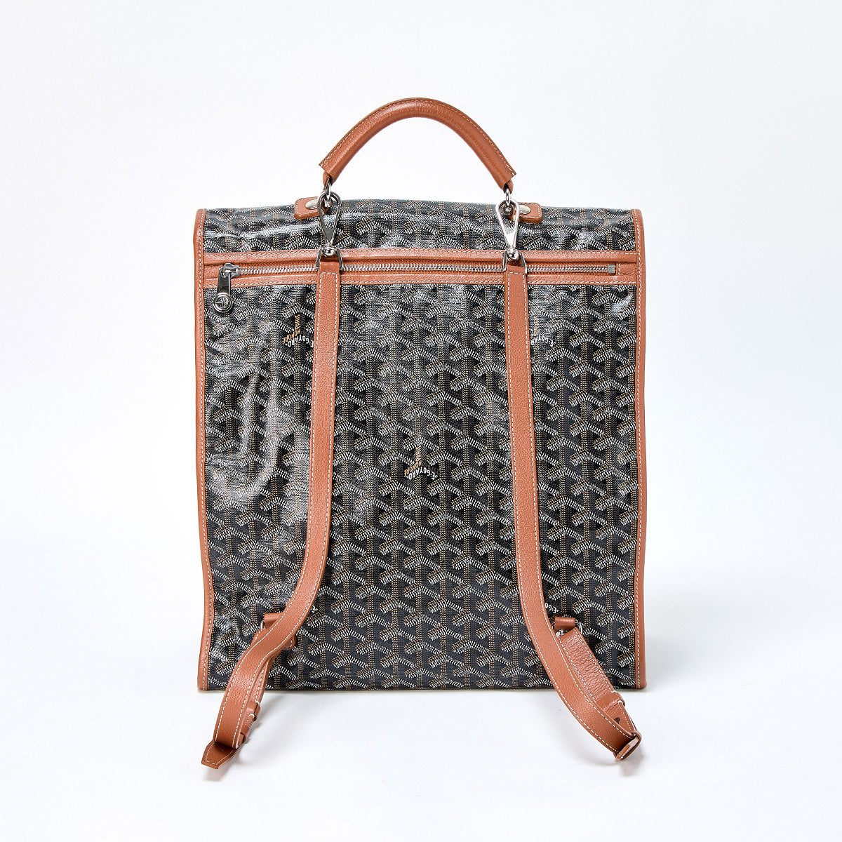 GOYARD Backpack Saint Leger Brown White Silver PVC Leather