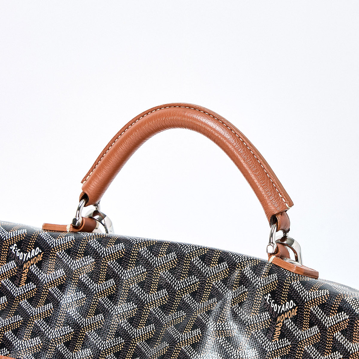 GOYARD Backpack Saint Leger Brown White Silver PVC Leather