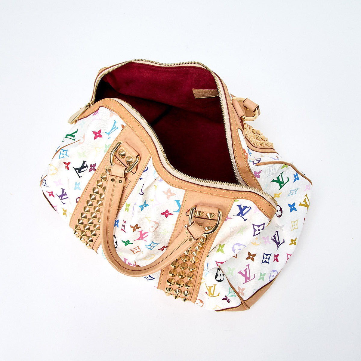 LOUIS VUITTON Monogram Multicolor Courtney GM Hand Bag M40260 Multicolor Blanc Gold PVC Auth
