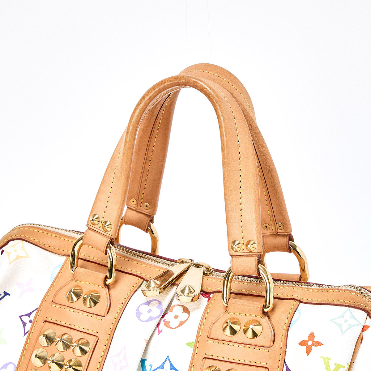 LOUIS VUITTON Monogram Multicolor Courtney MM Hand Bag Multicolor White Gold PVC Auth