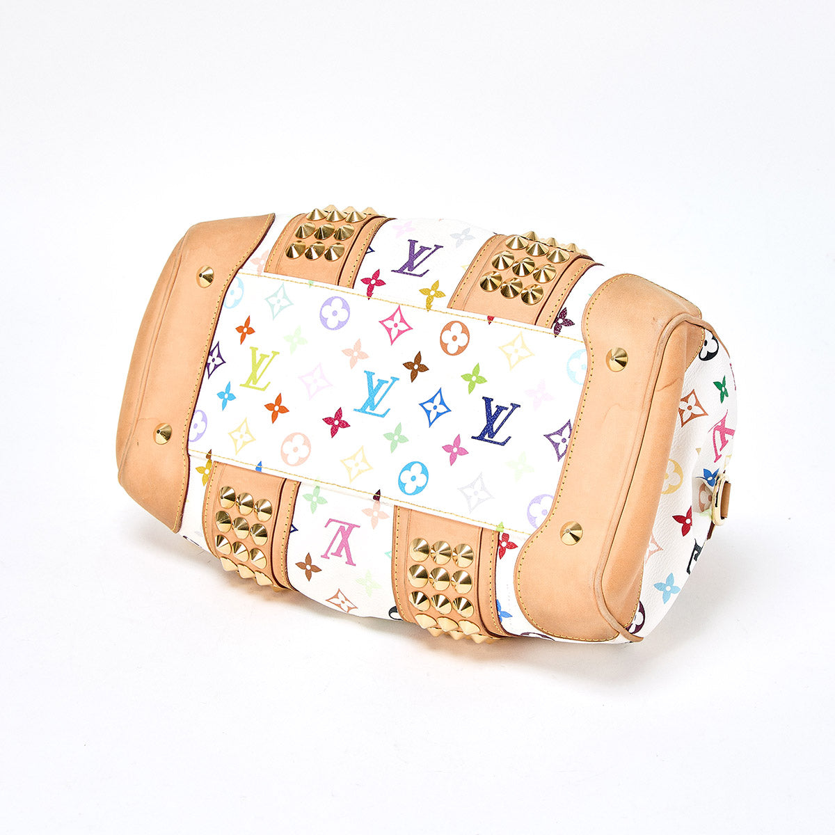 LOUIS VUITTON Monogram Multicolor Courtney MM Hand Bag Multicolor White Gold PVC Auth