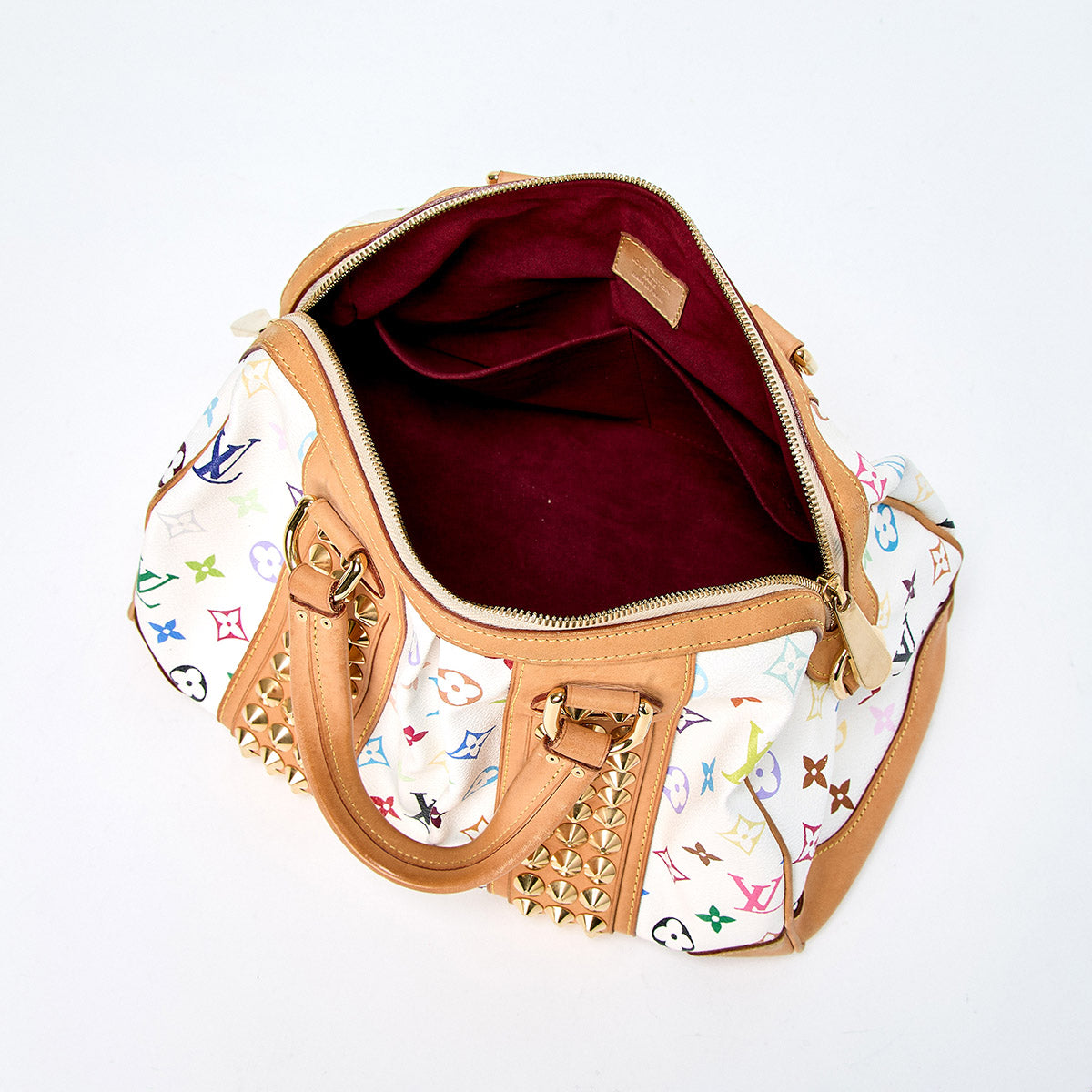 LOUIS VUITTON Monogram Multicolor Courtney MM Hand Bag Multicolor White Gold PVC Auth