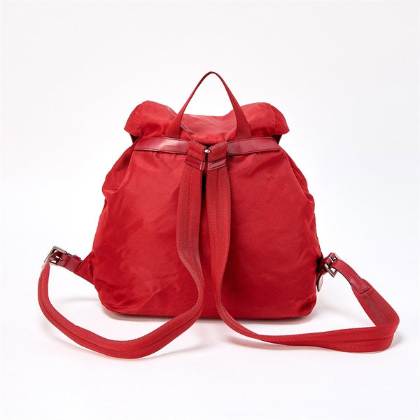 PRADA Triangle Backpack Red Silver Tessuto
