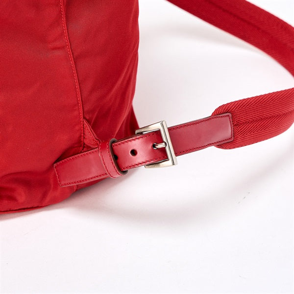 PRADA Triangle Backpack Red Silver Tessuto