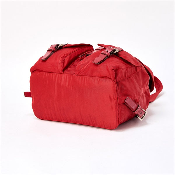PRADA Triangle Backpack Red Silver Tessuto