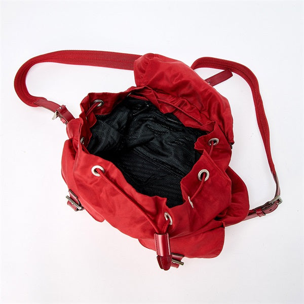 PRADA Triangle Backpack Red Silver Tessuto