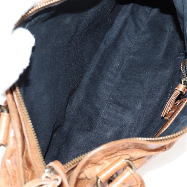 BALENCIAGA The First Hand Bag 103208 Brown Matte Gold Leather Auth