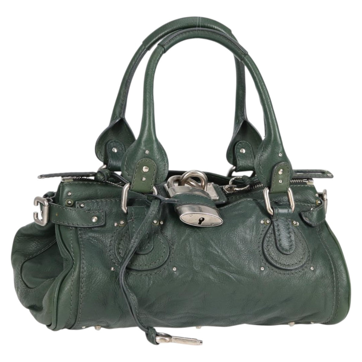 Chloe Paddington Medium Handbag in Green Silver Leather