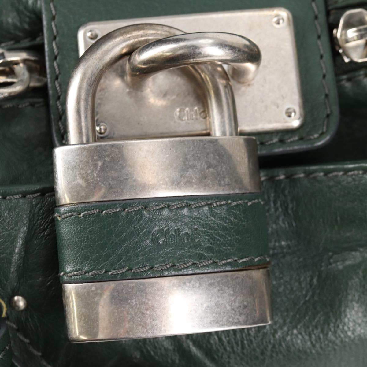 Chloe Paddington Medium Handbag in Green Silver Leather