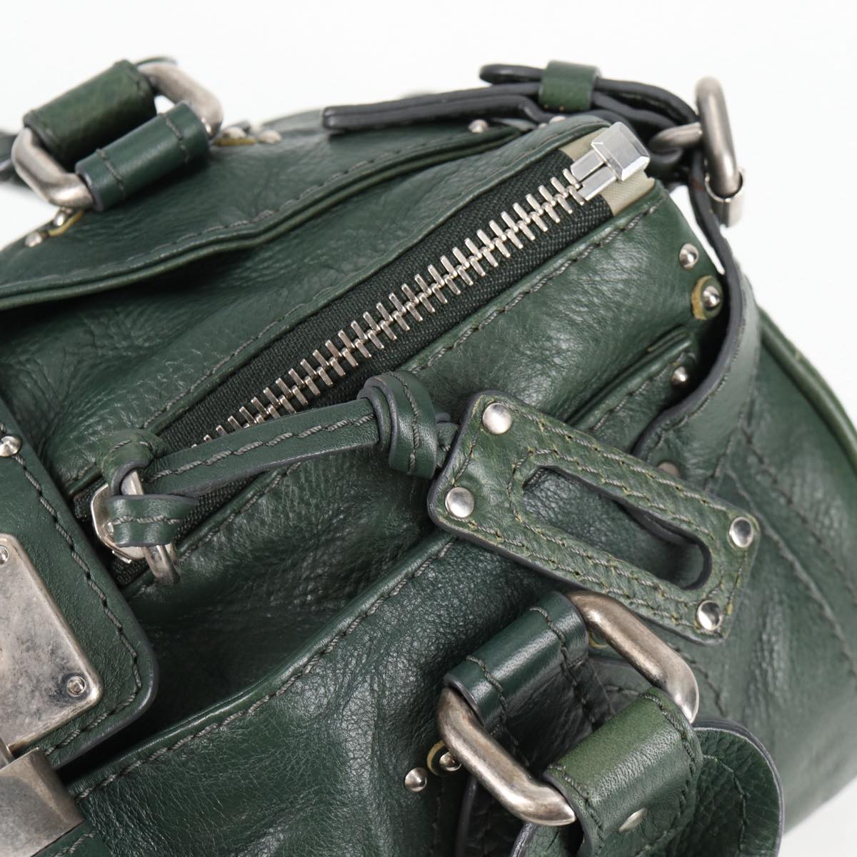 Chloe Paddington Medium Handbag in Green Silver Leather