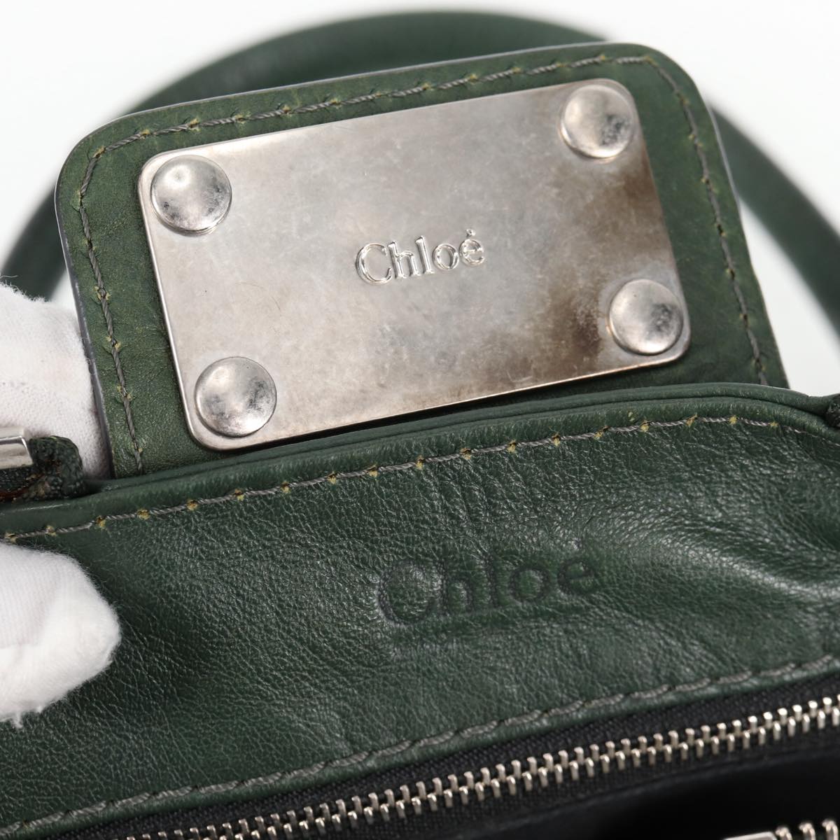 Chloe Paddington Medium Handbag in Green Silver Leather