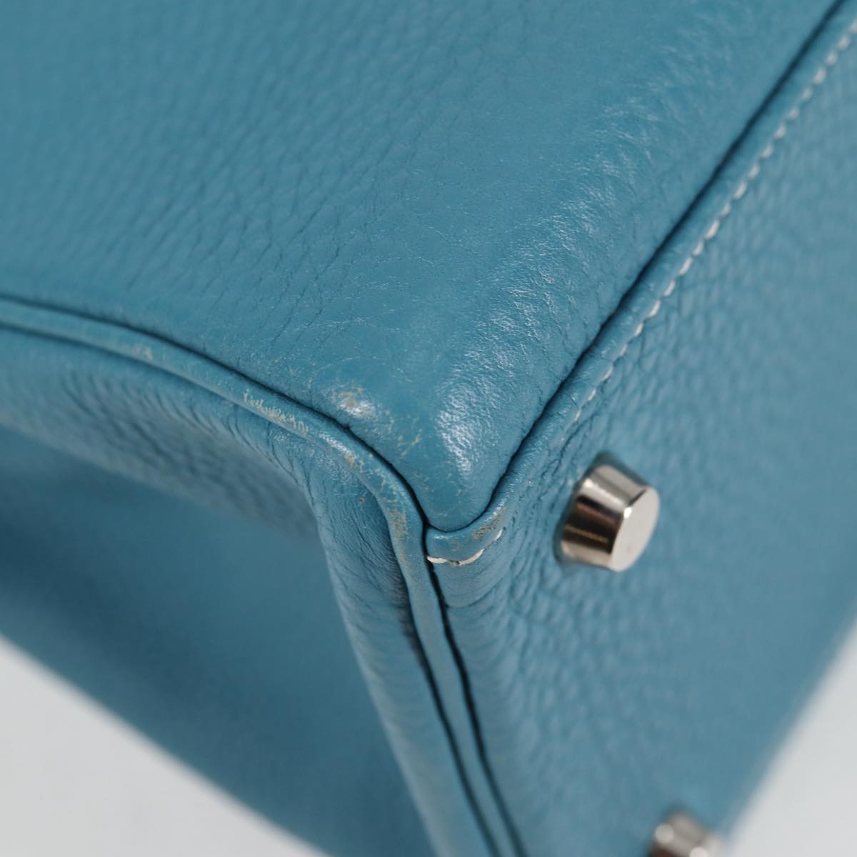 HERMES Kelly 32 2005 □I Handbag Blue Jean Silver Taurillon Clemence