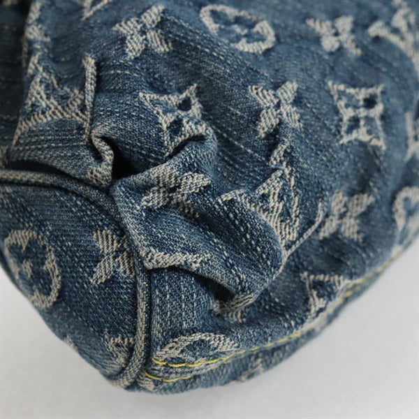 LOUIS VUITTON Pretty Mini Shoulder Bag Blue Gold Denim Auth