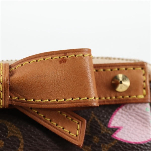 LOUIS VUITTON Monogram Cherry Blossom Pochette Accessoires Shoulder Bag M92006 Brown Pink Gold PVC Auth