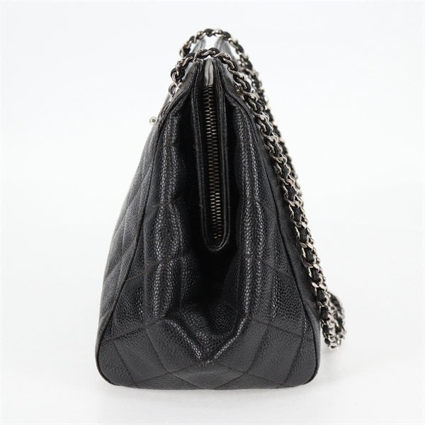 CHANEL Matelasse 1997 Shoulder Bag Black Silver Caviar Skin Auth