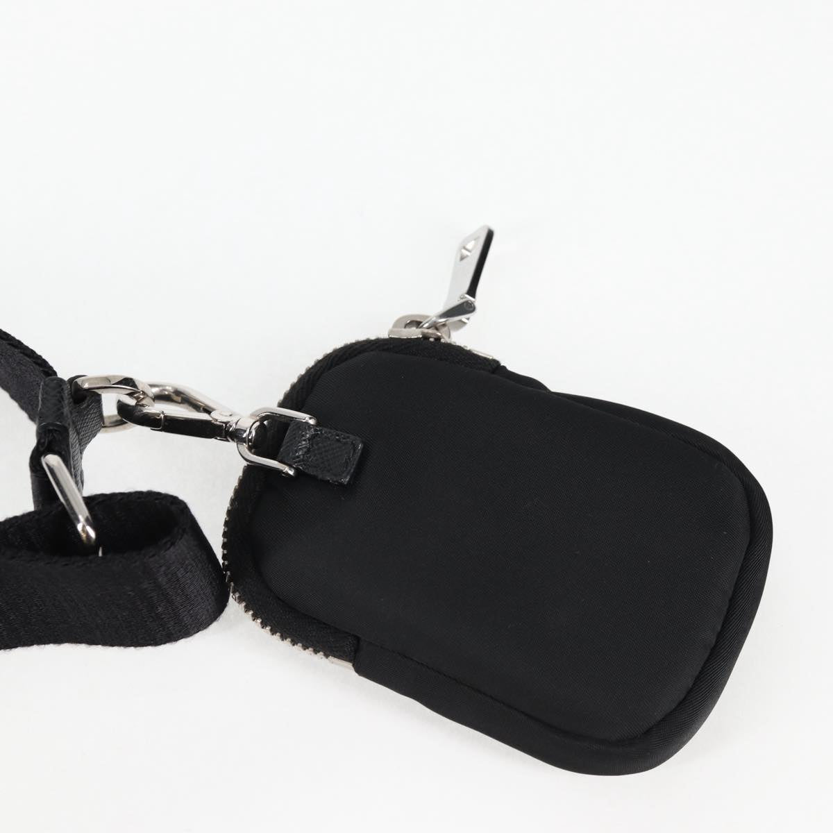 PRADA Triangle Re-Edition 2005 Shoulder Bag Black Silver Tessuto