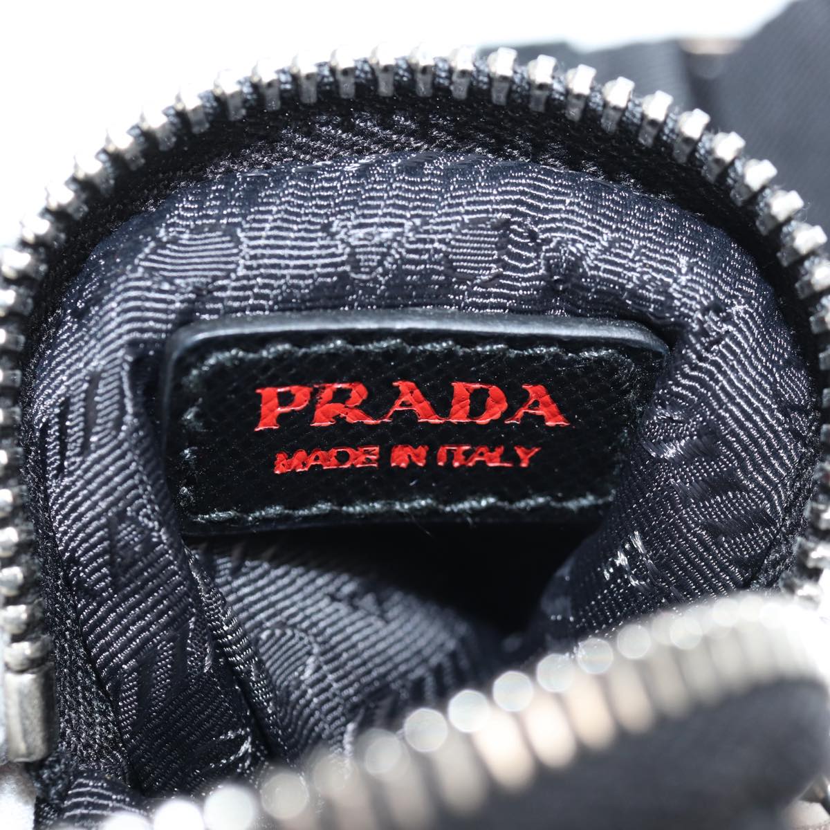 PRADA Triangle Re-Edition 2005 Shoulder Bag Black Silver Tessuto