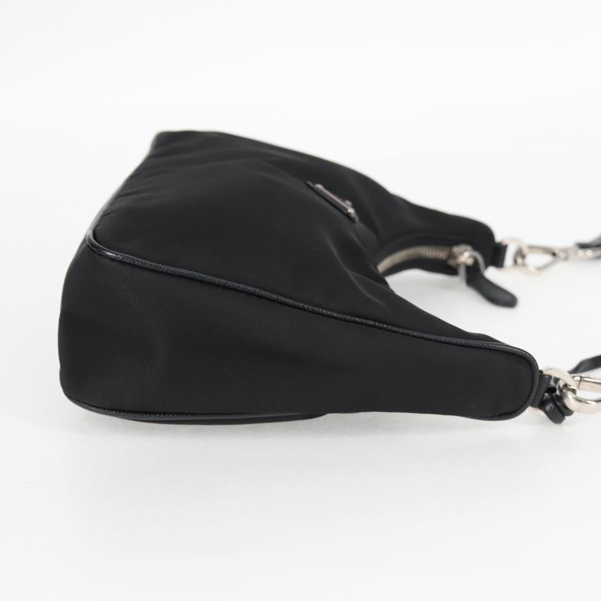 PRADA Triangle Re-Edition 2005 Shoulder Bag Black Silver Tessuto