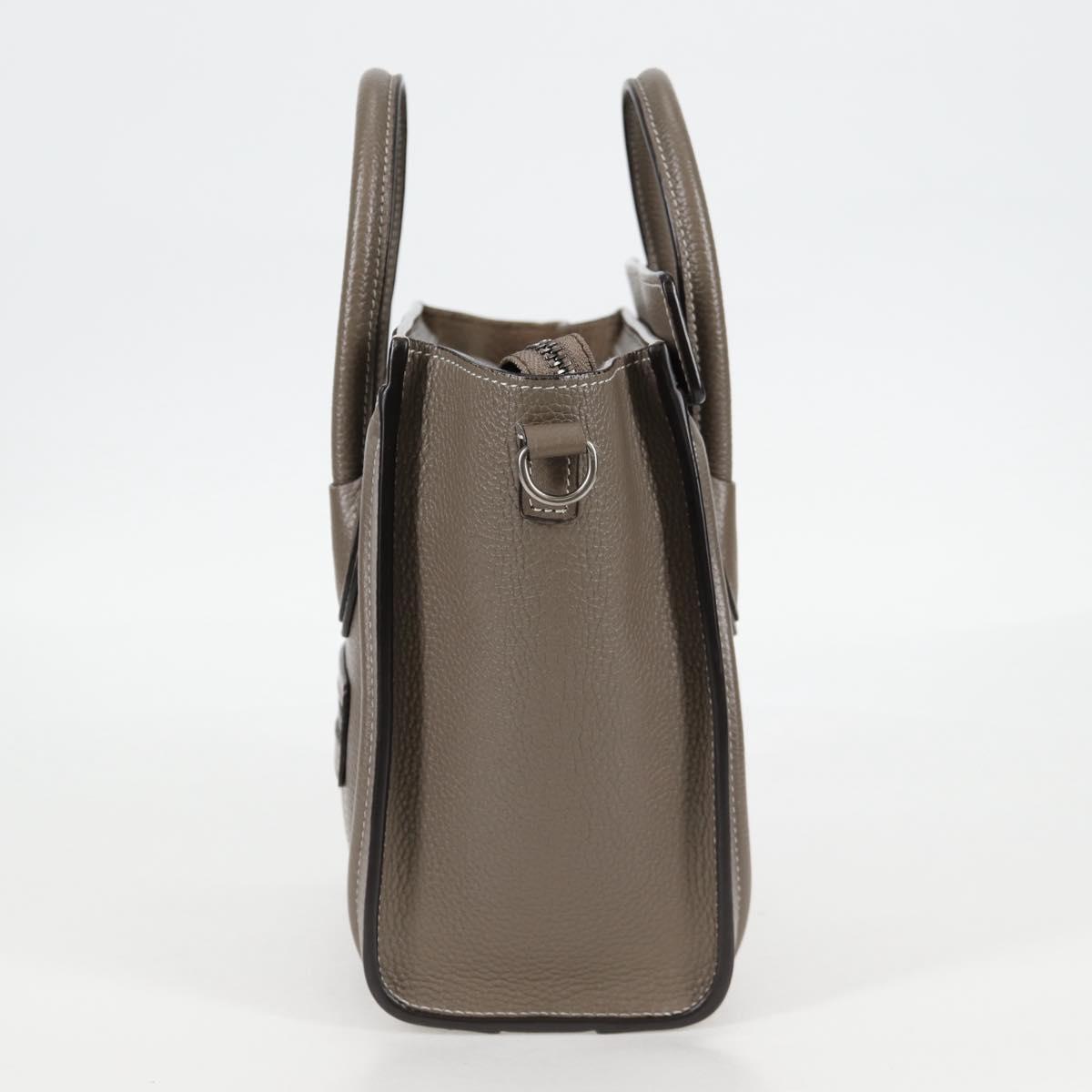 CELINE Luggage Nano Shopper Handbag in Greige Silver Leather