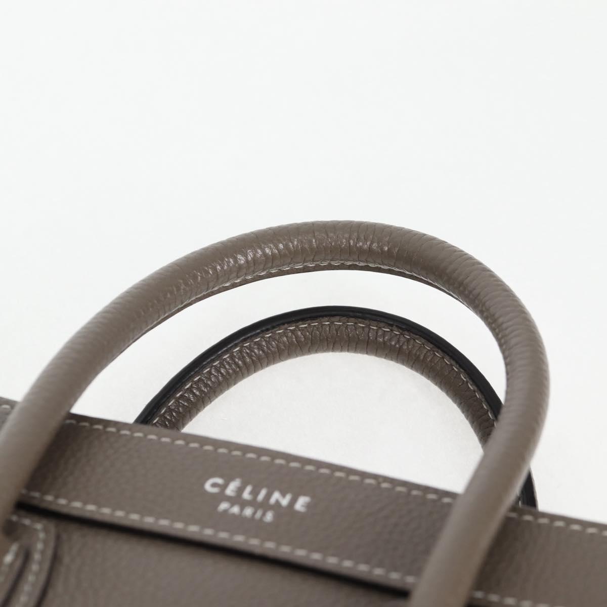 CELINE Luggage Nano Shopper Handbag in Greige Silver Leather