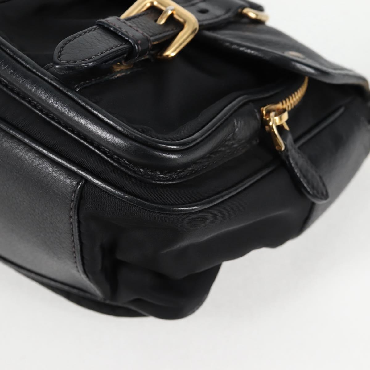 PRADA logo shoulder bag in black and gold leather