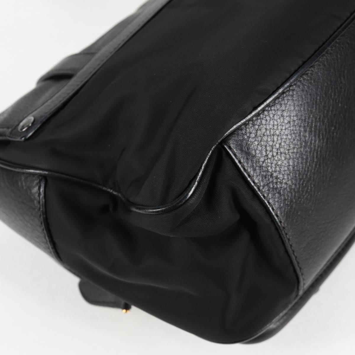 PRADA logo shoulder bag in black and gold leather