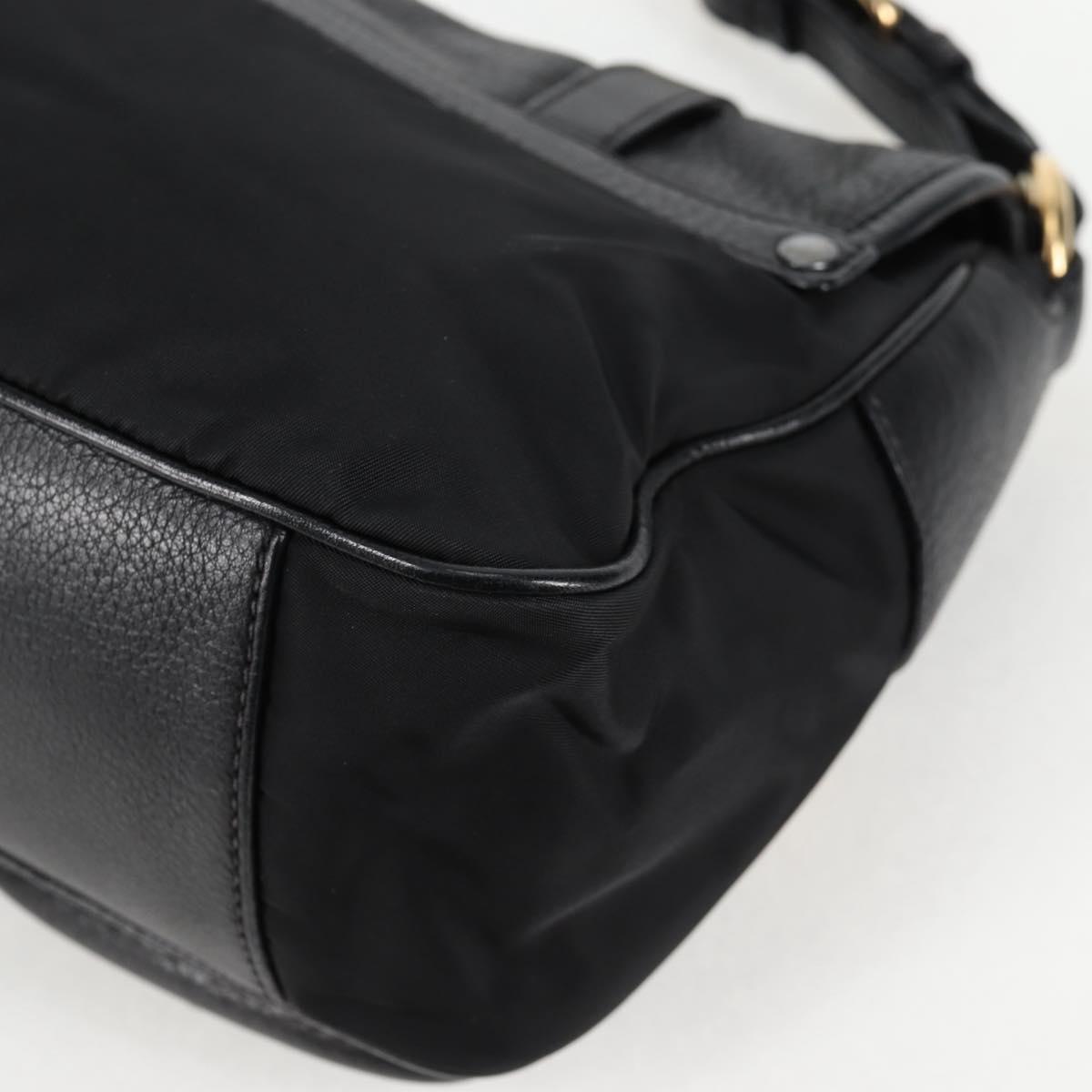 PRADA logo shoulder bag in black and gold leather