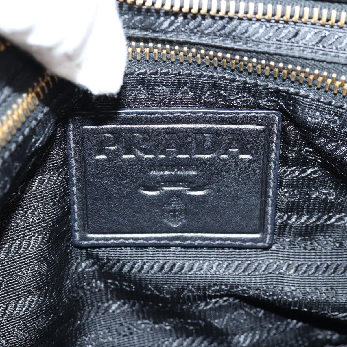 PRADA logo shoulder bag in black and gold leather
