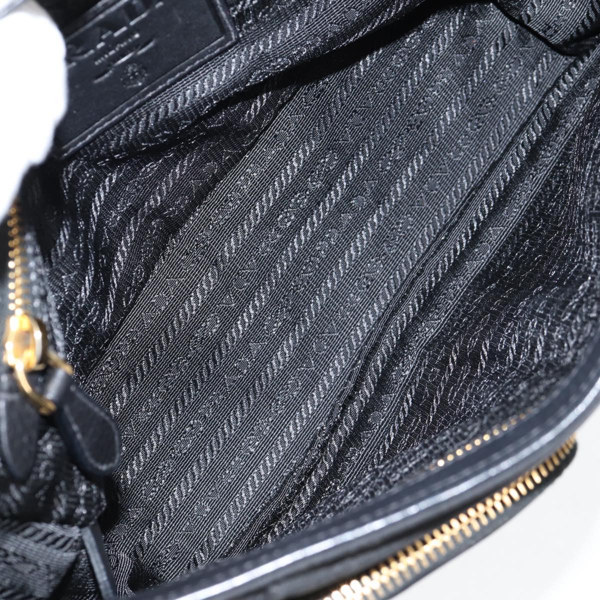 PRADA logo shoulder bag in black and gold leather