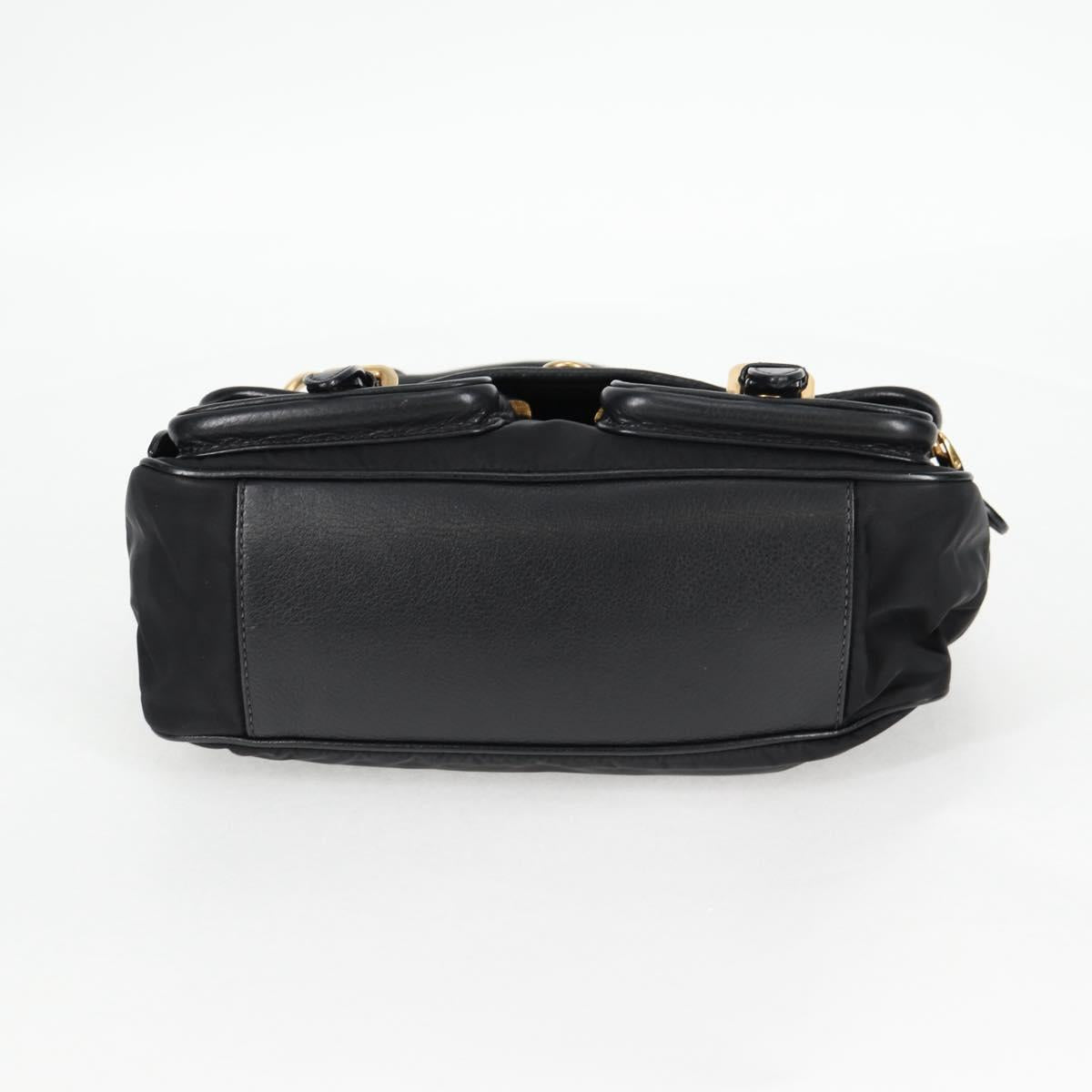 PRADA logo shoulder bag in black and gold leather