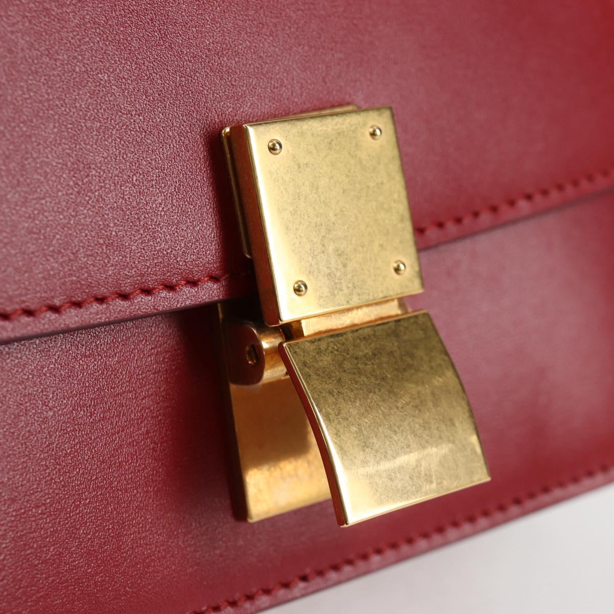CELINE Classic Box Small Shoulder Bag in Red and Gold Calfskin