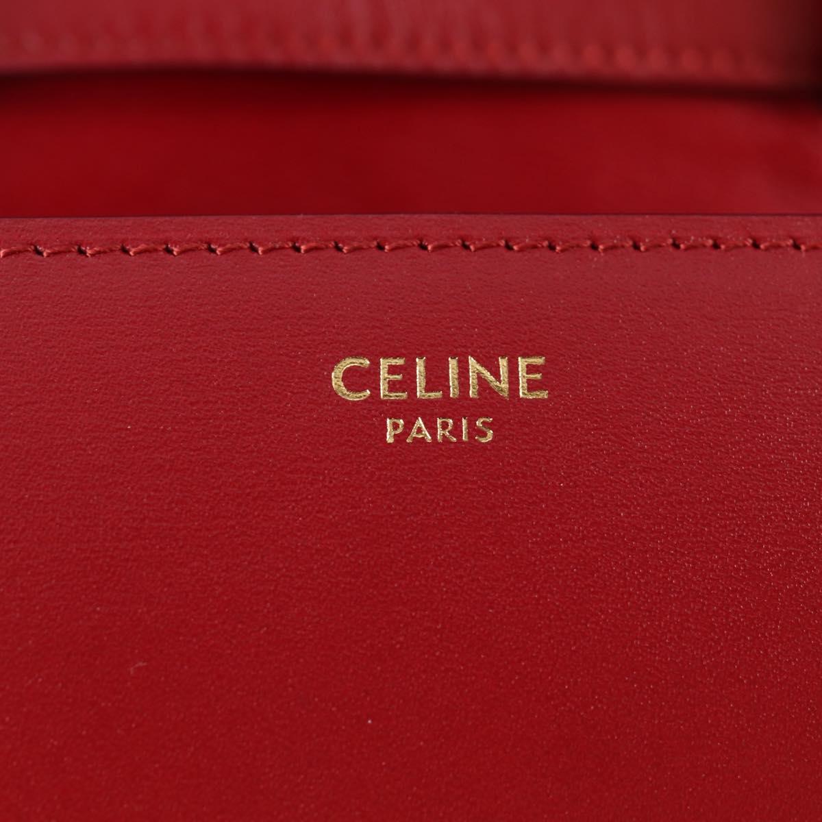 CELINE Classic Box Small Shoulder Bag in Red and Gold Calfskin