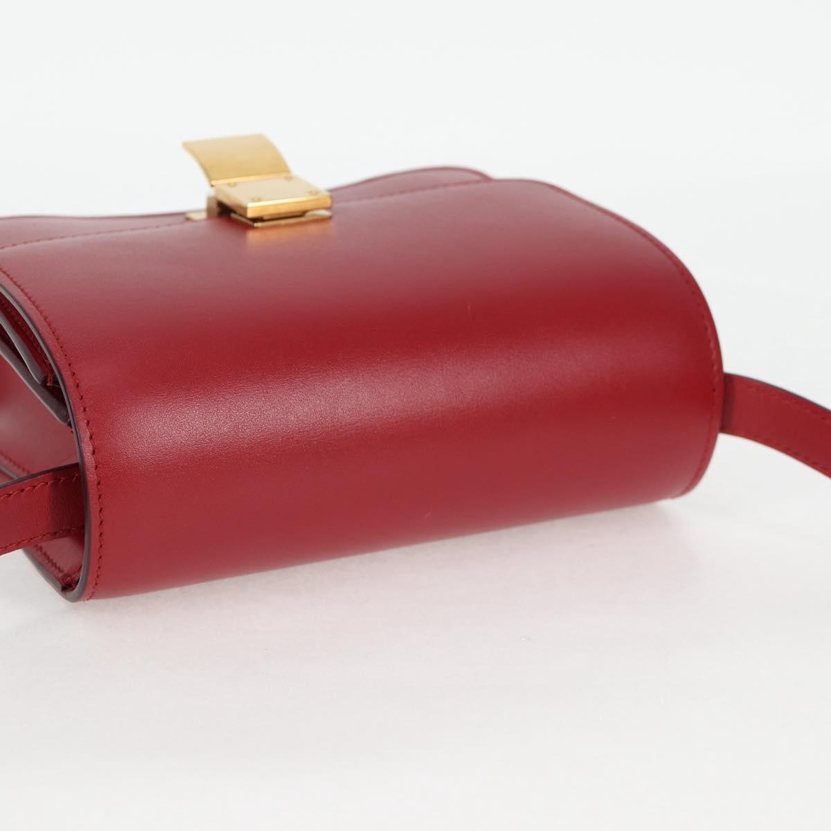 CELINE Classic Box Small Shoulder Bag in Red and Gold Calfskin