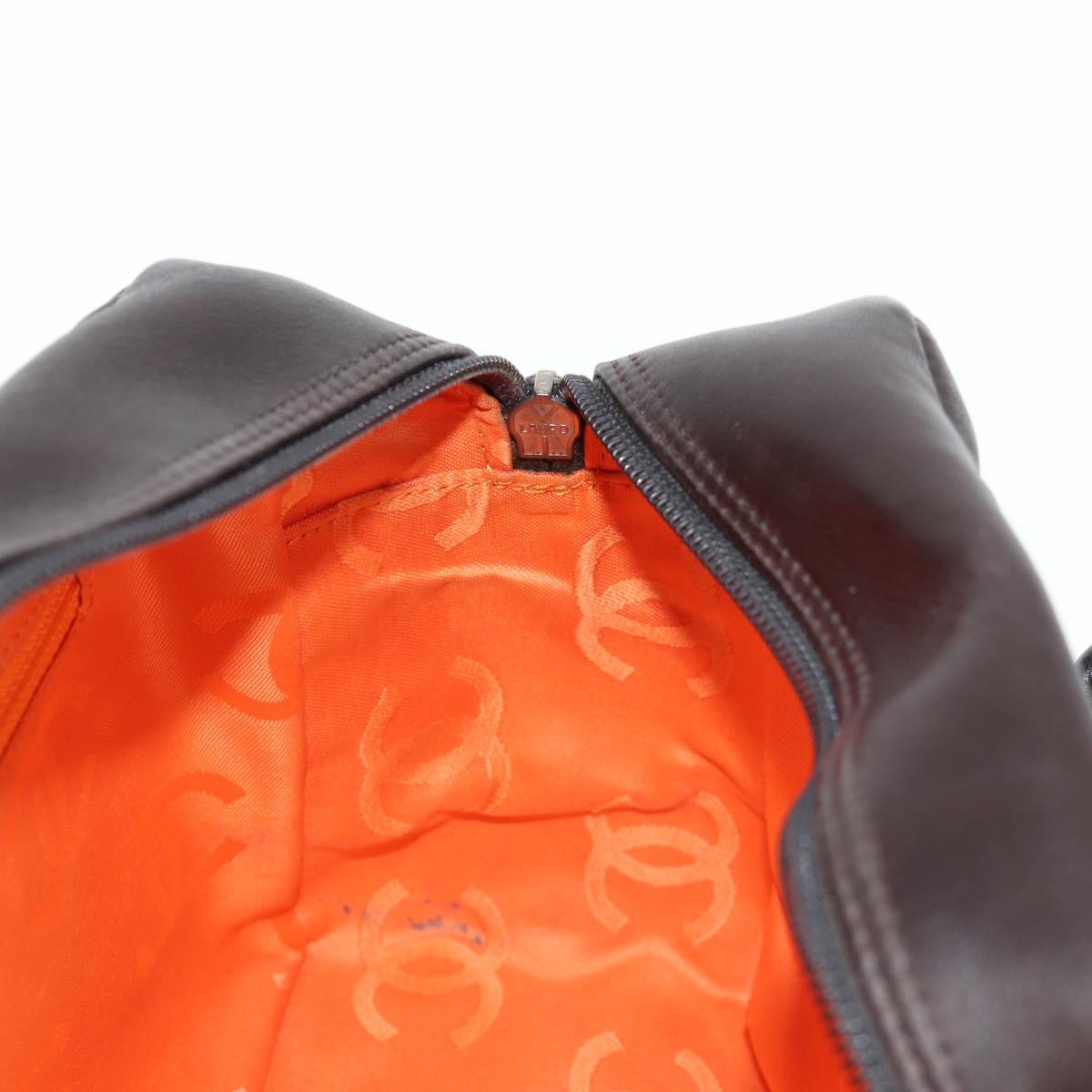 CHANEL Cambon Boston 2006 Tote Bag Brown Lambskin