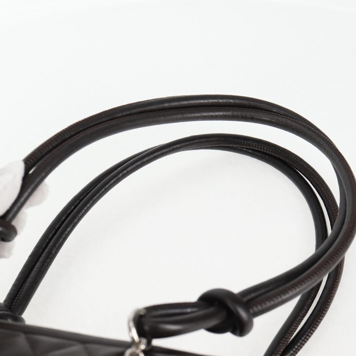 CHANEL Cambon Boston 2006 Tote Bag Brown Lambskin