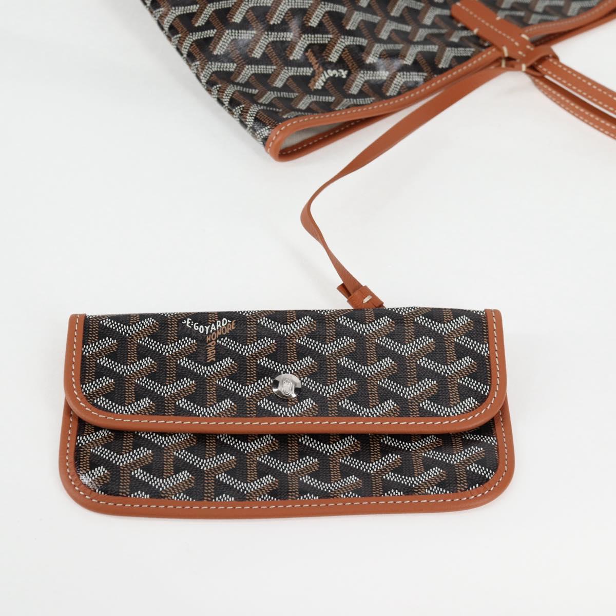 GOYARD Saint Louis PM Tote Bag Brown Black Silver PVC