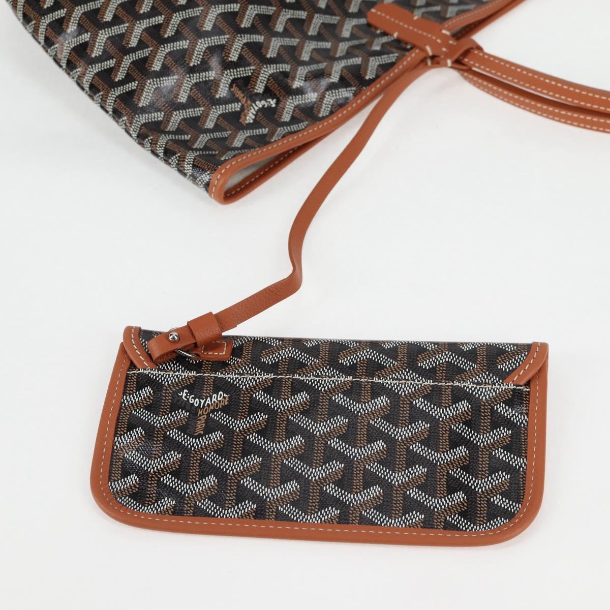 GOYARD Saint Louis PM Tote Bag Brown Black Silver PVC