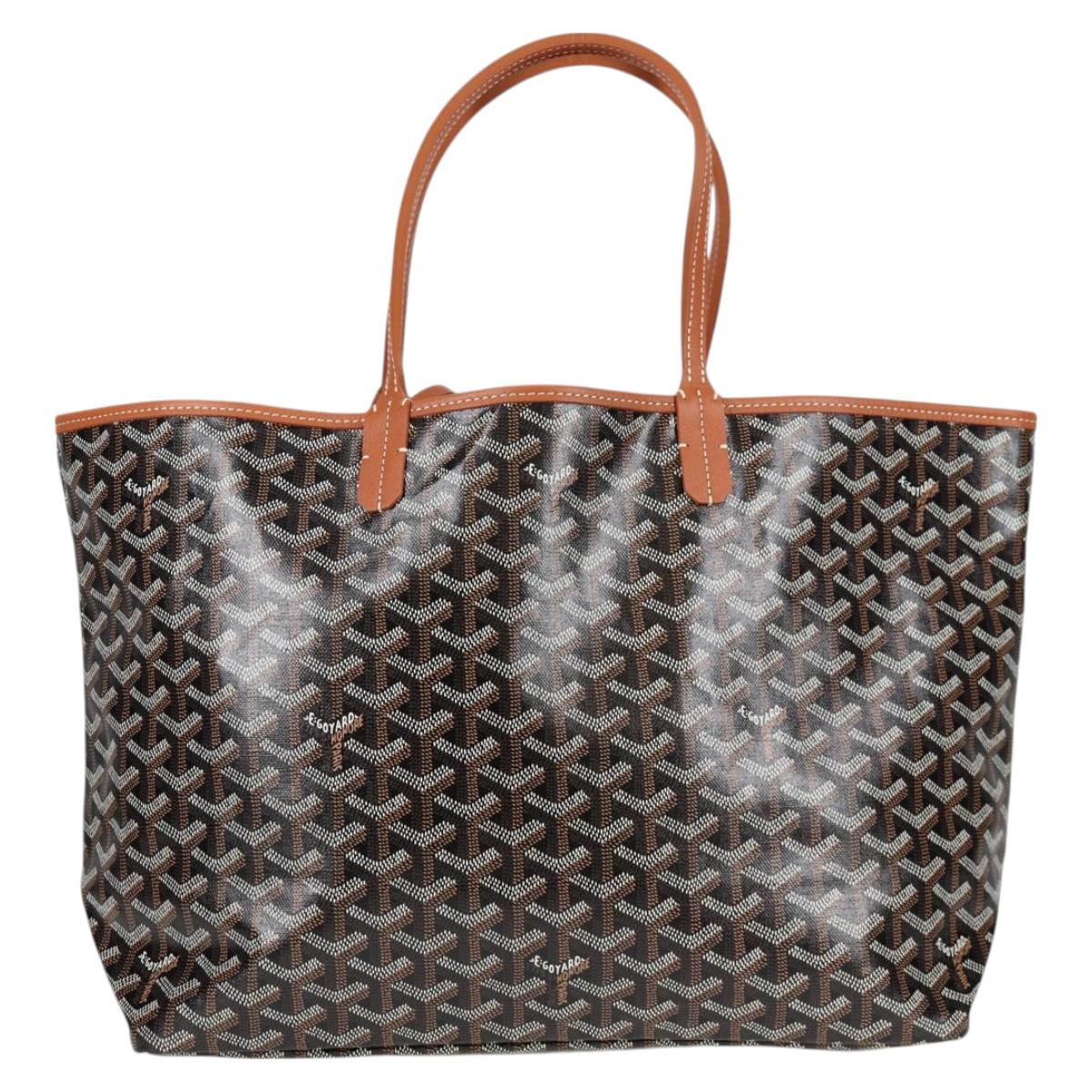 GOYARD Saint Louis PM Tote Bag Brown Black Silver PVC